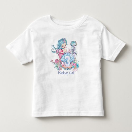 Mermaid Third Birthday  Cute Magical Ocean Party Toddler T_shirt