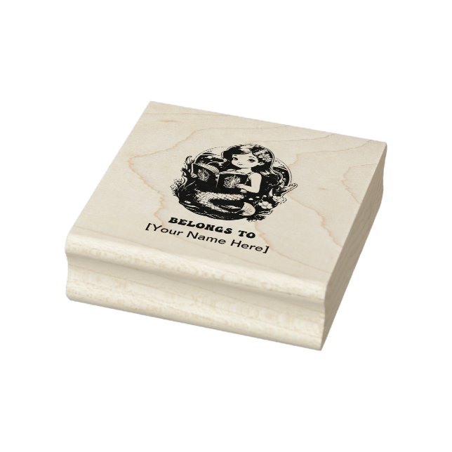 Mermaid This belongs to Bookplates Rubber Stamp (Stamp)