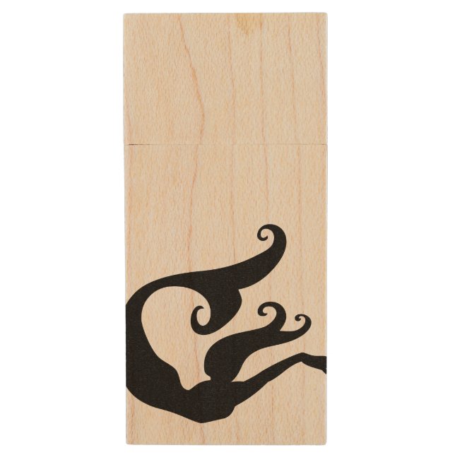 Mermaid Thumbdrive Wood Flash Drive (Front Vertical)