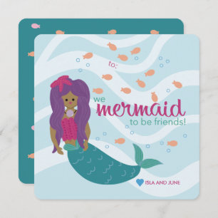 Mermaid to be Friends - L - Classroom Valentine Note Card