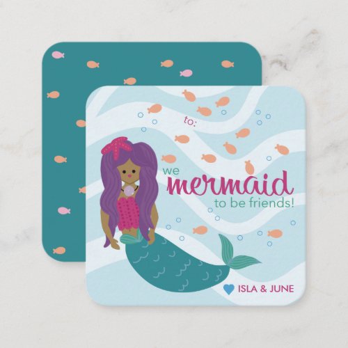 Mermaid to be Friends _ S _ Classroom Valentine Note Card