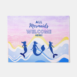 Mermaid Trio All Mermaids Welcome Door Mat