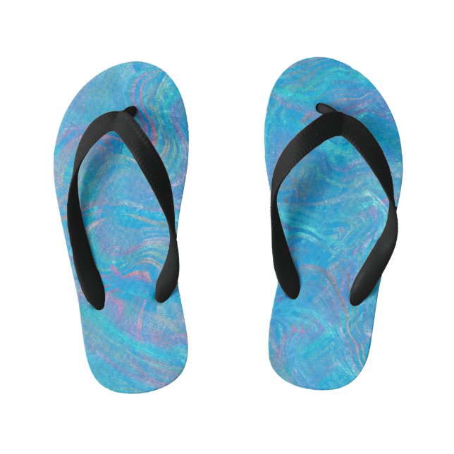 Mermaid Turquoise Kid's Flip Flops (Footbed)