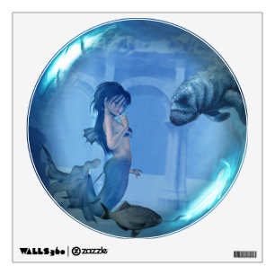 Mermaid & Turtle Glass Sphere Wall Decal