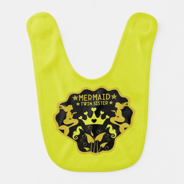  Mermaid Twin Sisters Baby Bib (Front)