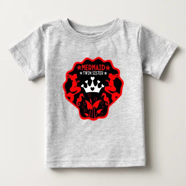 Mermaid Twin Sisters Baby T-Shirt | Zazzle