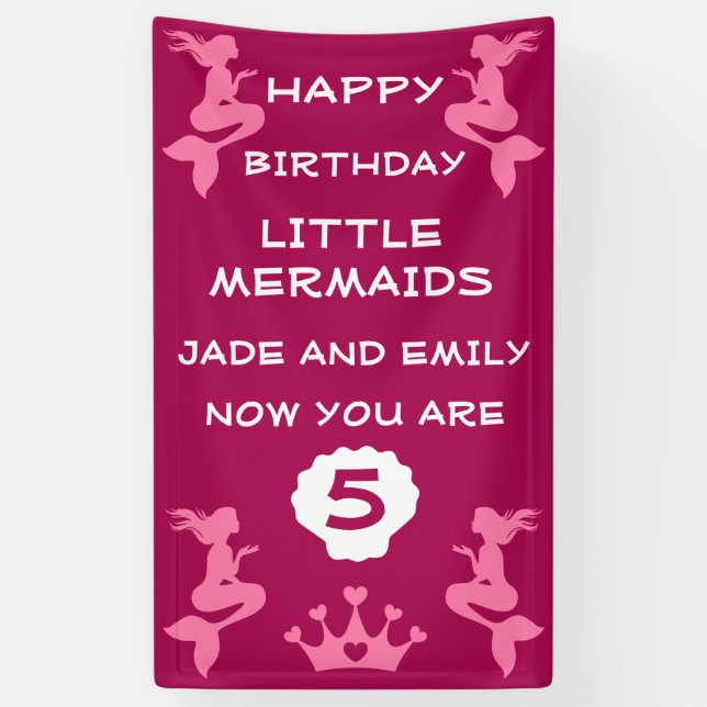  Mermaid Twin Sisters Banner (Vertical)