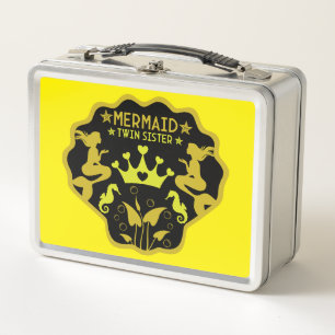 Mermaid Twin Sisters Metal Lunch Box