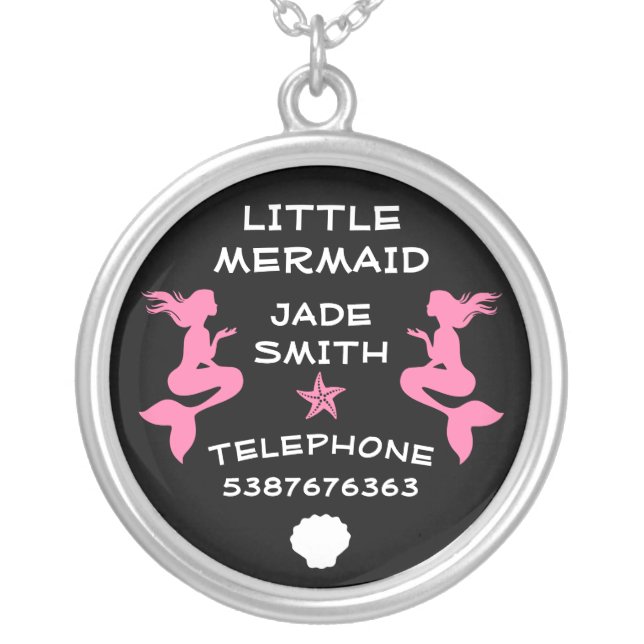  Mermaid Twin Sisters Silver Plated Necklace (Front)