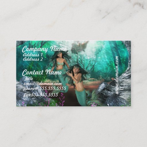 Customizable Mermaid Twins Business Cards