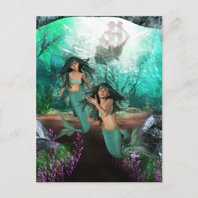 Mermaid Twins Postcard (Front)