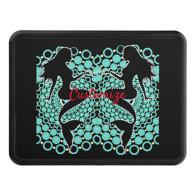 Mermaid Twins Silhouette in Bubbles Thunder_Cove Hitch Cover (Front)