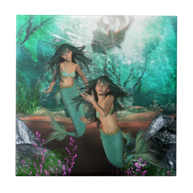 Mermaid Twins  Tile (Front)