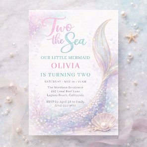 Mermaid Two the Sea 2nd Glitter Birthday Invitation