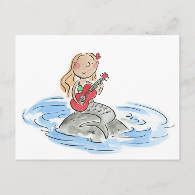 Mermaid Ukulele Postcard (Front)