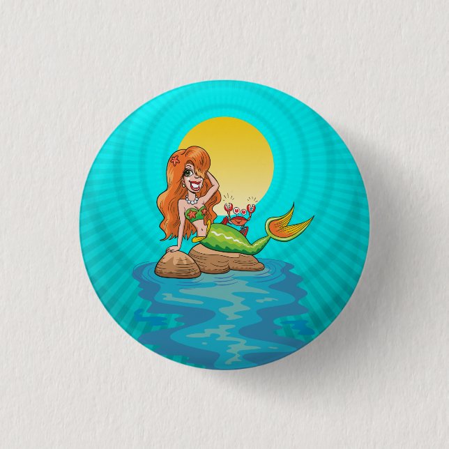 Mermaid under a Full Moon Button (Front)