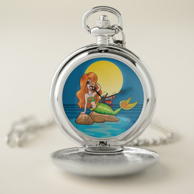 Mermaid under a Full Moon Pocket Watch (Inside)