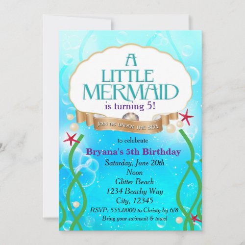 MERMAID Under Sea Beach Birthday Party Invitation