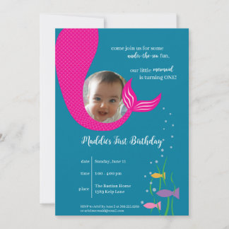 Mermaid Under the Sea 1st Birthday Party Invite