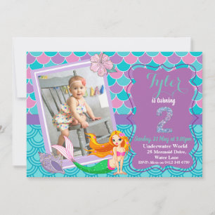 Mermaid Under the Sea 2nd Birthday invitation