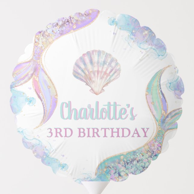 Mermaid Under the Sea 3rd Birthday Balloon (Back)