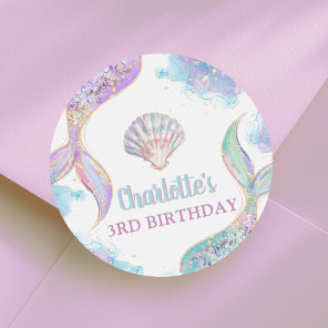 Mermaid Under the Sea 3rd Birthday Classic Round Sticker