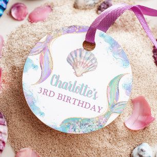 Mermaid Under the Sea 3rd Birthday Favor Tags