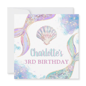 Mermaid Under the Sea 3rd Birthday LOGO Invitation