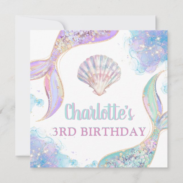 Mermaid Under the Sea 3rd Birthday LOGO Invitation (Front)