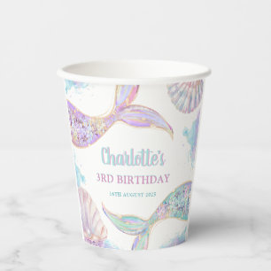 Mermaid Under the Sea 3rd Birthday Paper Cups
