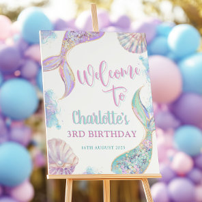 Mermaid Under the Sea 3rd Birthday Welcome Sign
