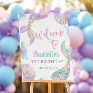 Mermaid Under the Sea 3rd Birthday Welcome Sign