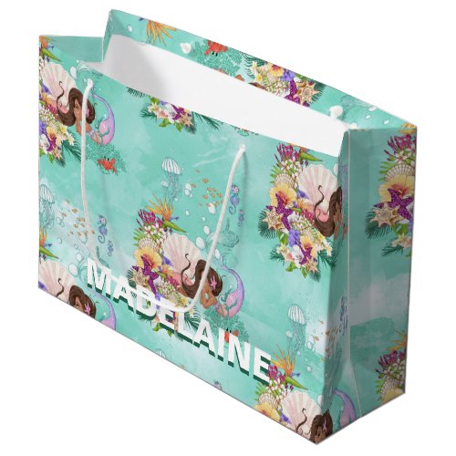 Mermaid Under the Sea African American Large Gift Bag