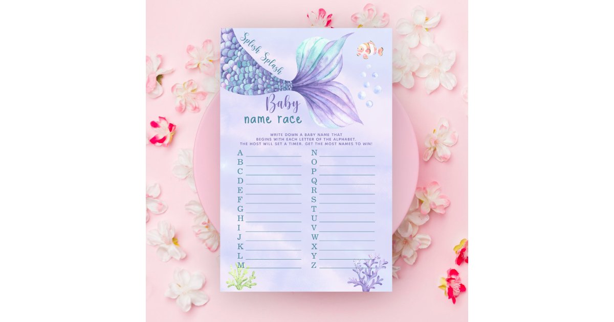 Mermaid Under the sea Baby name race game | Zazzle