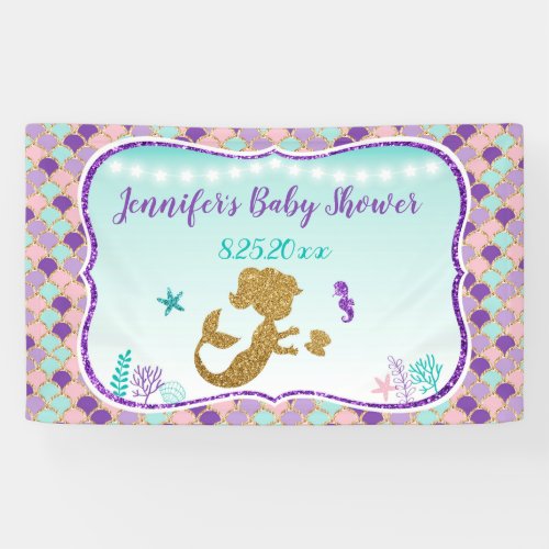Mermaid Under The Sea Baby Shower Banner
