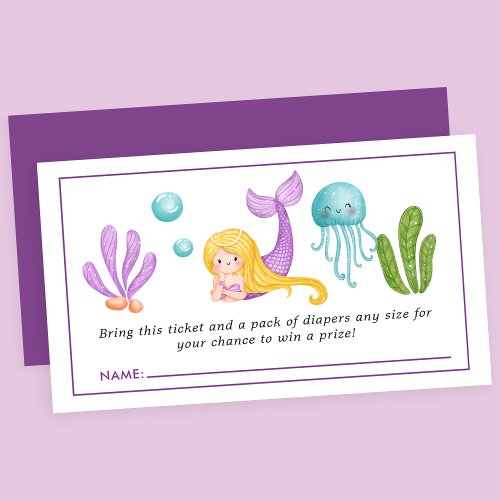 Mermaid Under The Sea Baby Shower Diaper Raffle En Enclosure Card