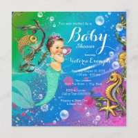 Mermaid Under the Sea Baby Shower Invitation