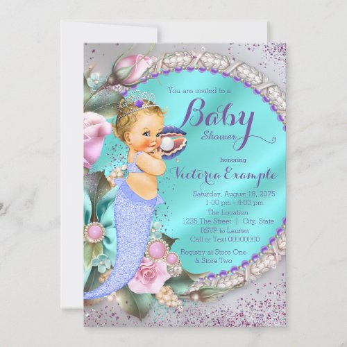 Mermaid Under The Sea Baby Shower Invitation