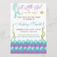 Mermaid Under The Sea Baby Shower Invitation