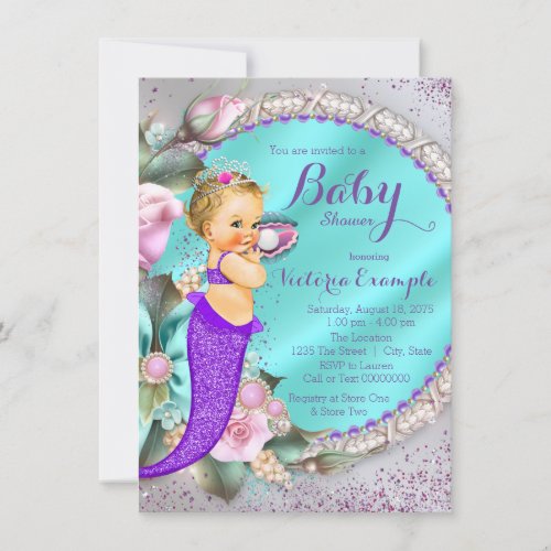 Mermaid Under The Sea Baby Shower Invitation