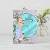 Mermaid Under The Sea Baby Shower Invitation (Standing Front)