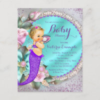 Mermaid Under The Sea Baby Shower Invitation