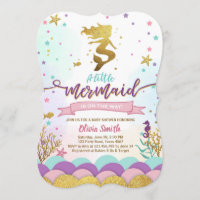 Mermaid Under The Sea Baby Shower Invitation Girl