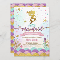 Mermaid Under The Sea Baby Shower Invitation Girl