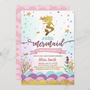 Mermaid Under The Sea Baby Shower Invitation Girl