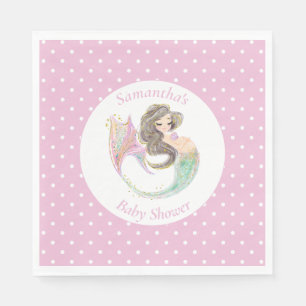 Mermaid under the sea baby shower napkins