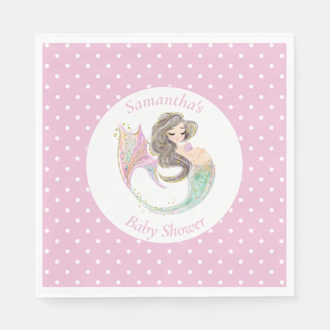 Mermaid under the sea baby shower  napkins (Front)