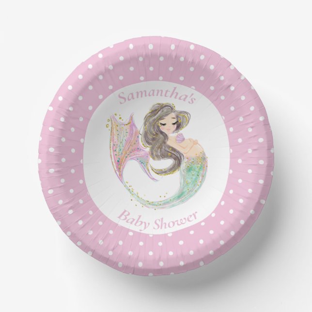 Mermaid under the sea baby shower  paper bowls (Front)