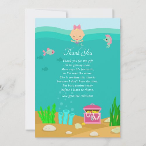 Mermaid Under the Sea Baby Shower Thank You