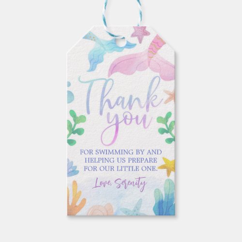 Mermaid Under The Sea Baby Shower Thank You Favor Gift Tags